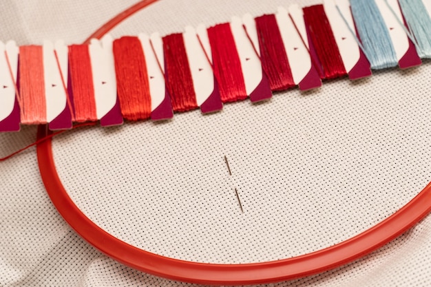 Threads and hoop close-up